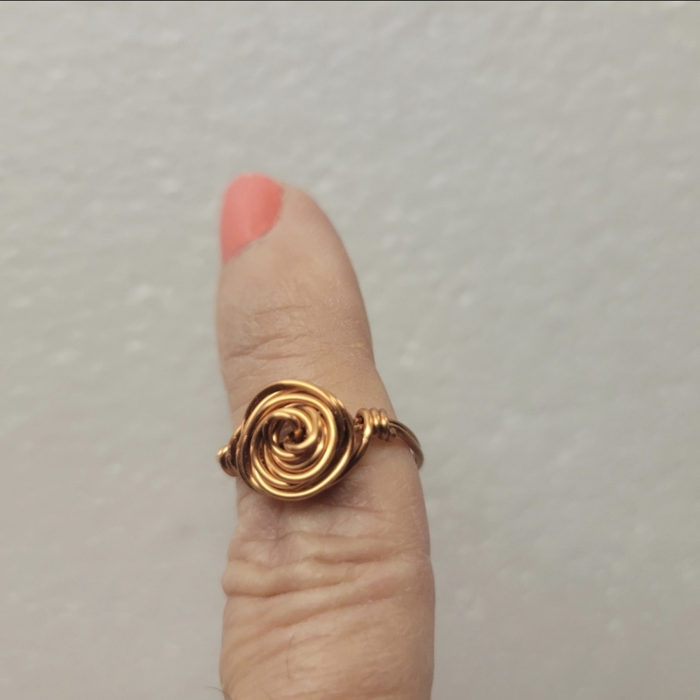 Copper Wire Wrapped Rose Shaped Ring - image 1
